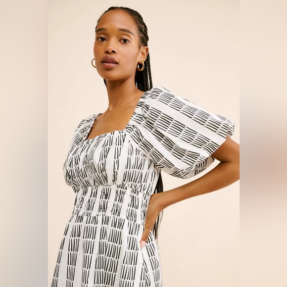 Anthropologie Maeve Puff-Sleeve Square-Neck Smocked Midi Dress NWT XS - Picture 8 of 10